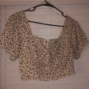 Cropped Blouse with Front Bow